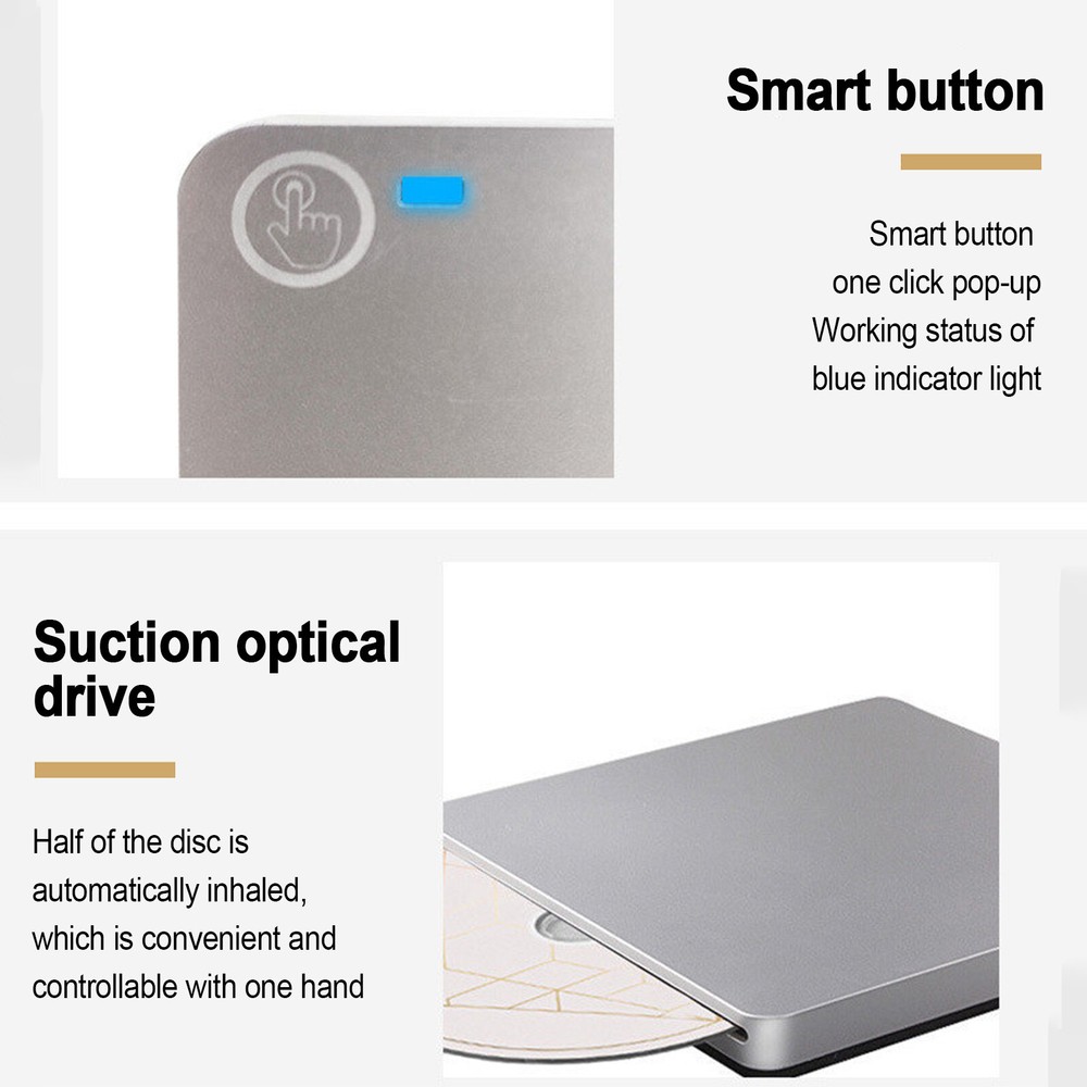 Genuine Bluray Burner External USB 3.0 Player DVD CD BD Recorder Drive Silver US