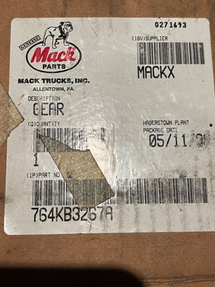 Previously Installed Mack 764KB3267A Gear MACKX 764KB3267A