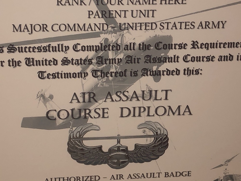 AIR ASSAULT COURSE DIPLOMA (COMMEMORATIVE CERTIFICATE)