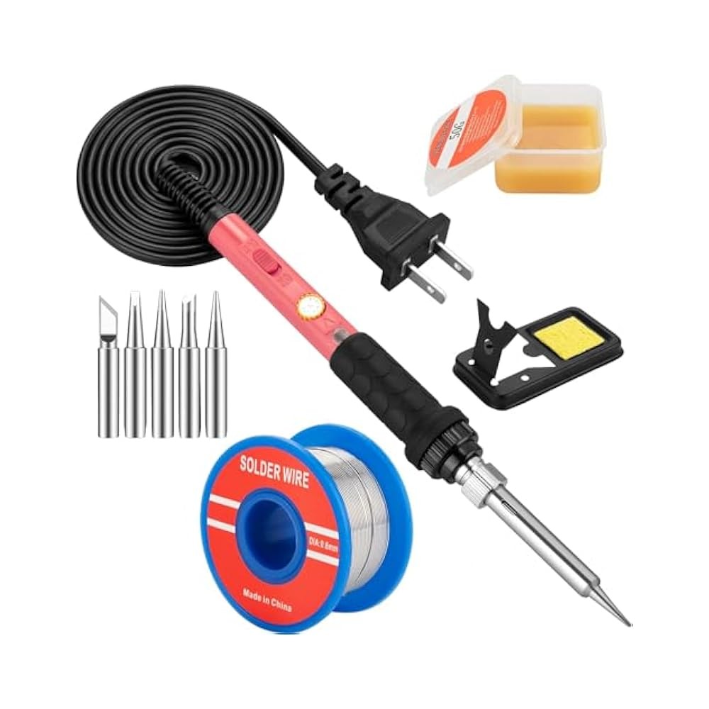 Efficient 60W Soldering Iron with 5pcs Tips, 10,in,1 Temp