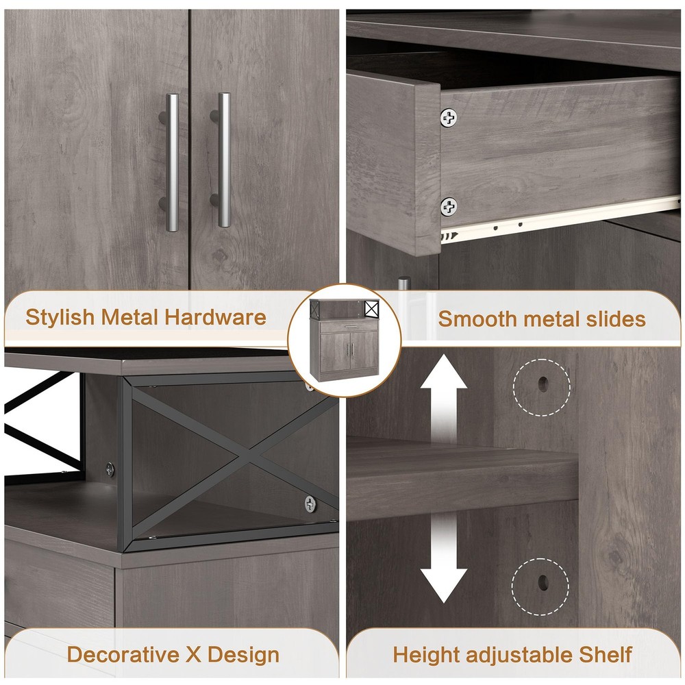 Kitchen Buffet Cabinet with Adjustable Shelf, Modern Kitchen Storage Cabinet,...