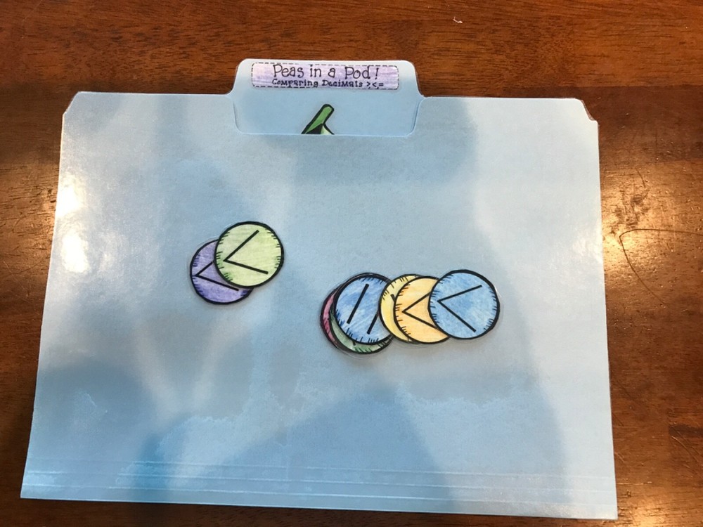 Peas in a Pod! Comparing Decimal Grade 3-4 math file folder game teacher