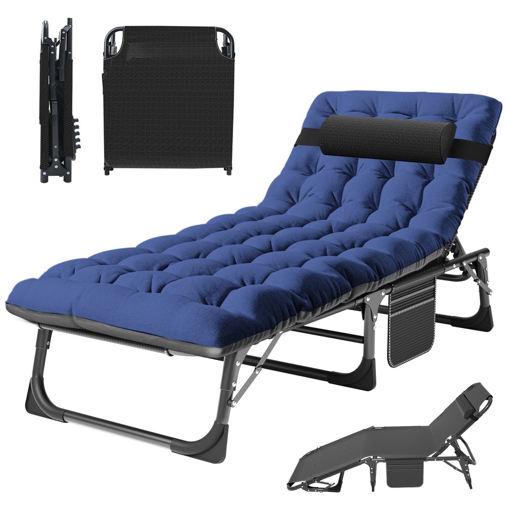 NAIZEA Adults Portable Folding Camping Cot Bed 4 Levels Adjustable Cot W/Cushion