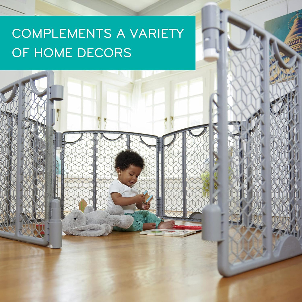 Versatile Play Space Adjustable Play Area, 6-Panel (Cool Gray)