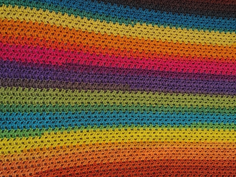 Rainbow Striped Crochet Blanket 46 × 56