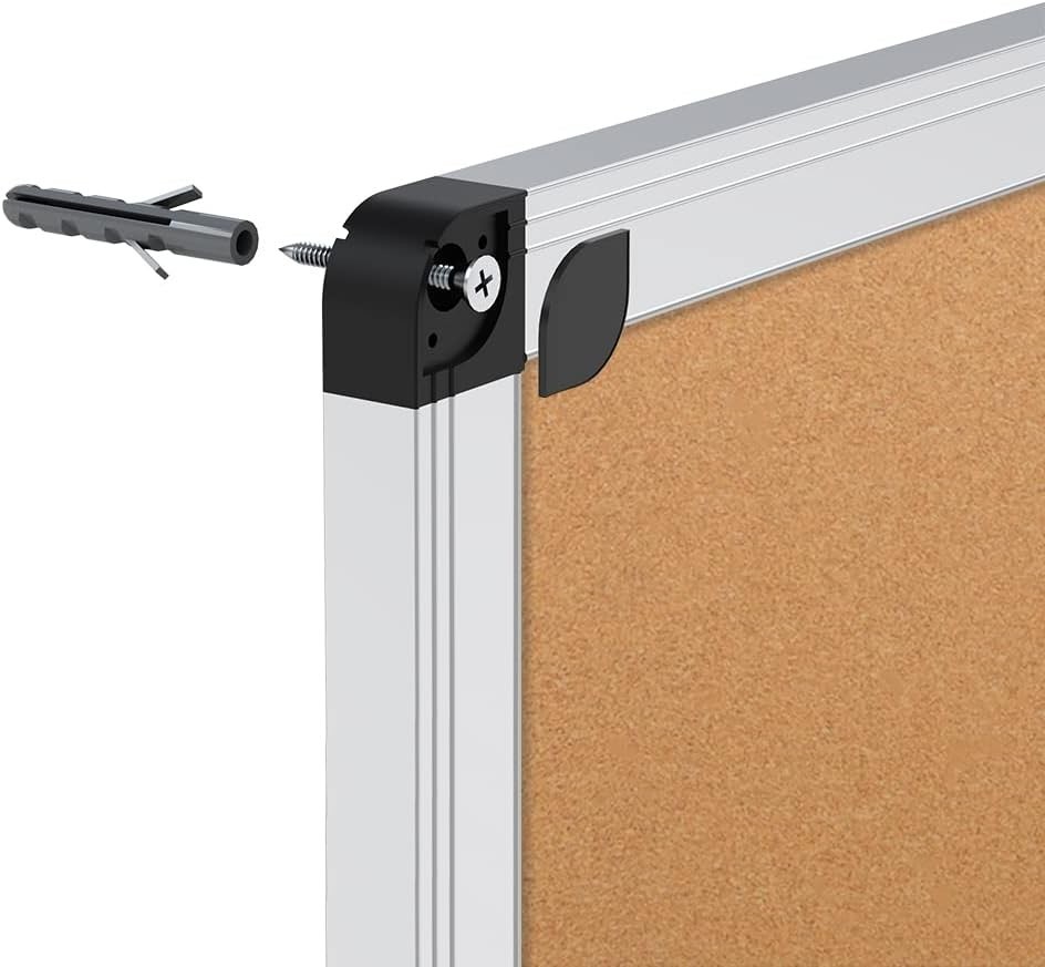 2 Pack Cork Notice Board, 48x36 Inches, Silver Frame