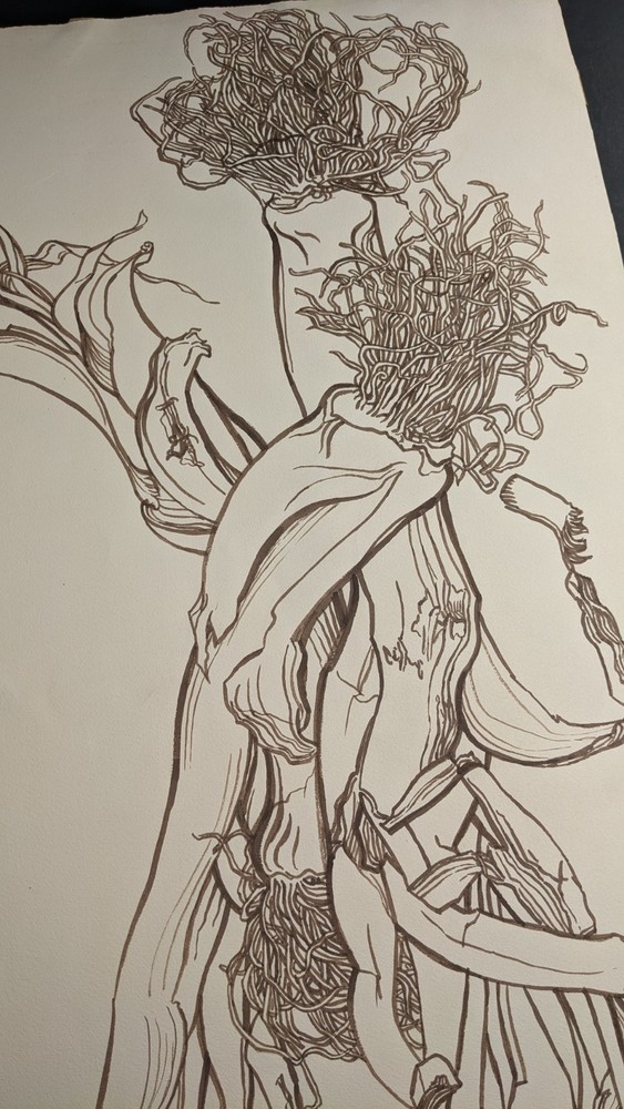 Fritz Kreidt, tree composition, drawing, unsigned