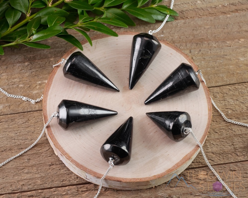 SHUNGITE Crystal Pendulum - Divination, Metaphysical, EMF Protection, E1413