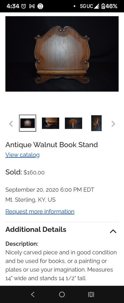 Antique Walnut Book Stand