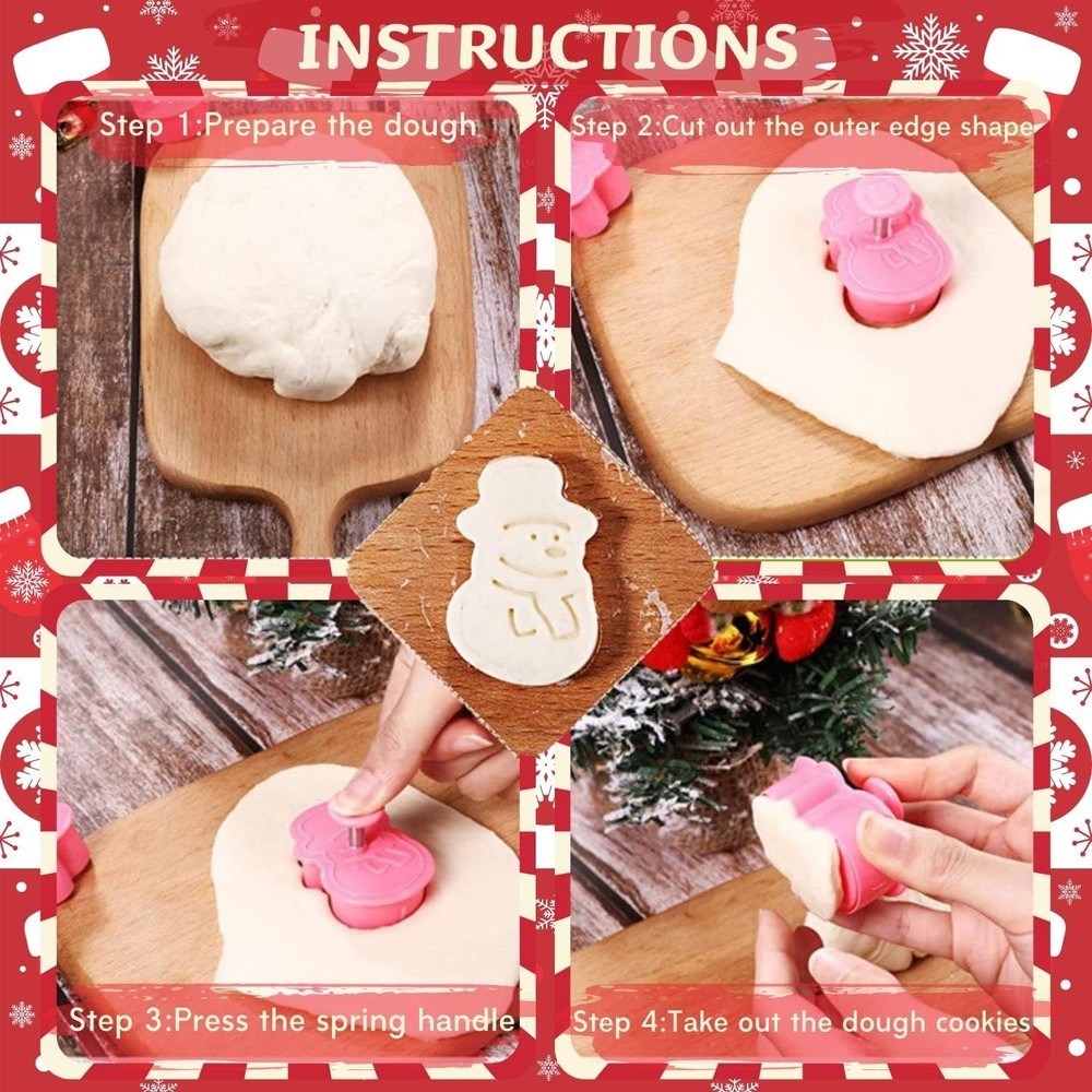 Christmas Themed Cookie Cutter Set - Plastic Spring Biscuits Pastry Cutter Set 3