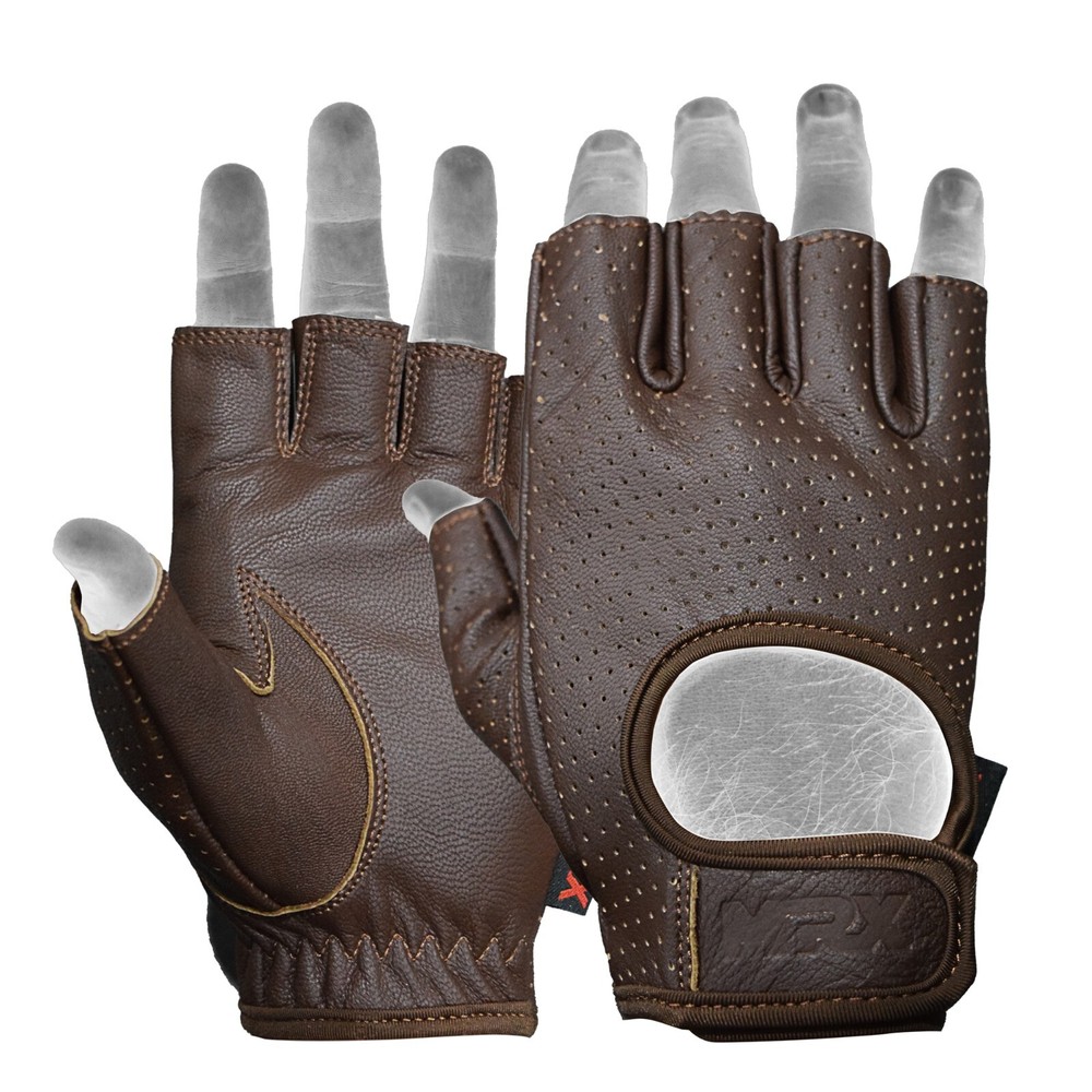 Mens Driving Gloves Basic Soft Goat Leather Fingerless Breathable Biker
