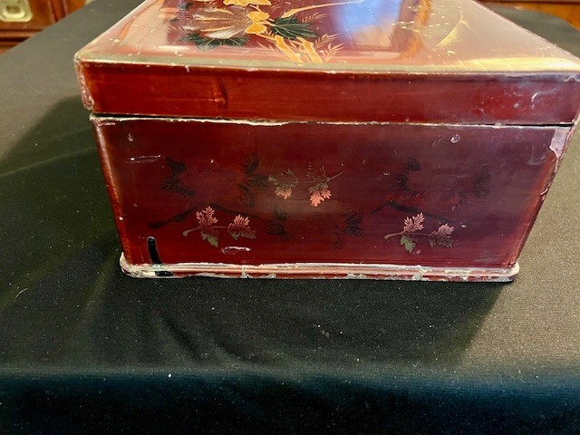 Antique Asian Lacquered Lidded Box- Large
