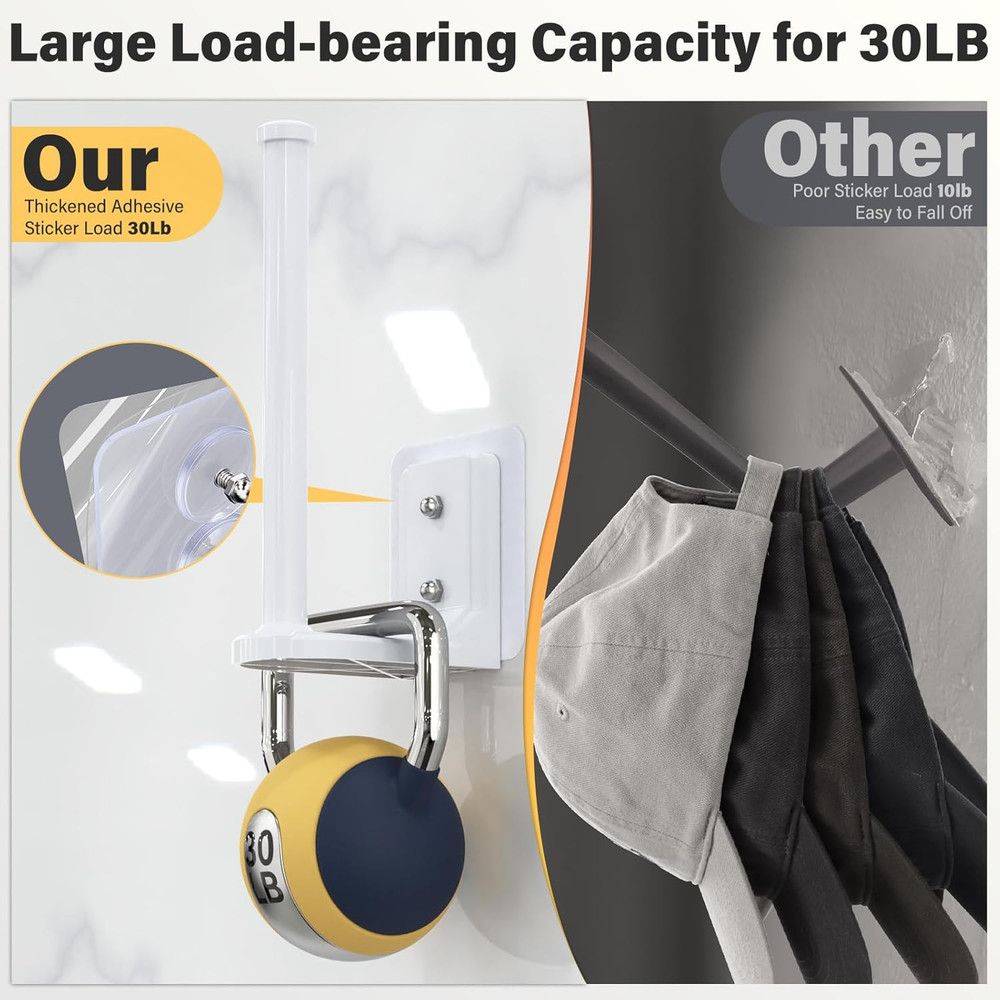 4 Pack Hat Organizer, Adhesive/Drilling Hat Rack for Wall, Hat Storage for Ba...