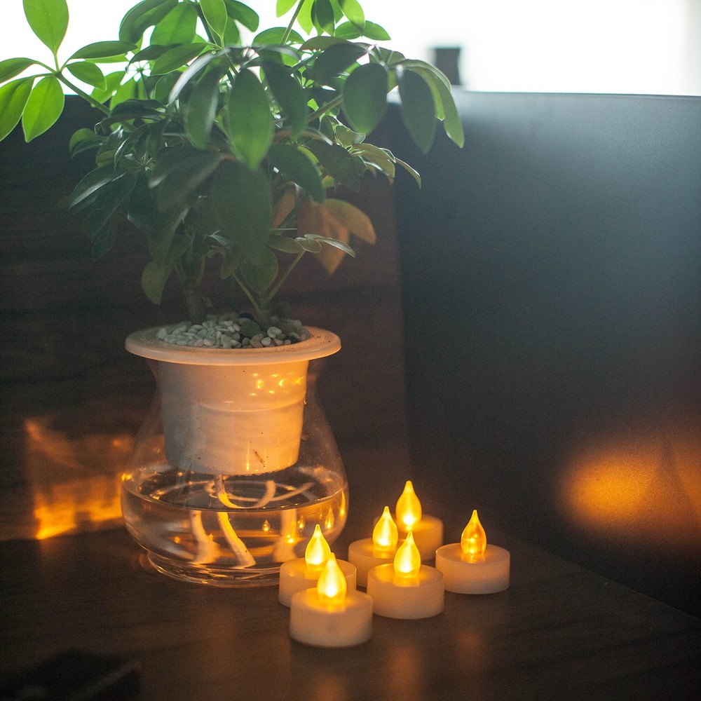 6 Pack Flickering Battery Operated Tea Light with Remote Small, Warm White