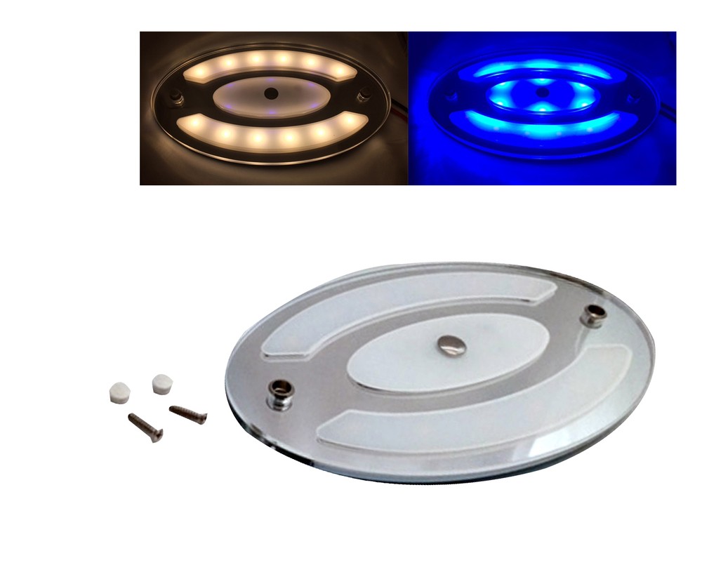 Pactrade Marine RV Auto White Blue Oval LED Ceiling Courtesy Light Touch Switch