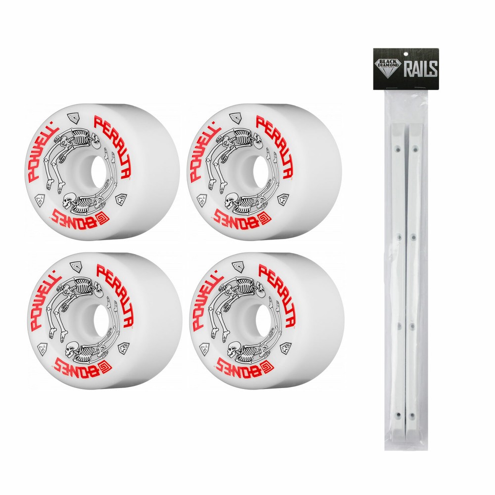 Powell Peralta G-Bones Old School Wheels White 64mm With Black Diamond Rails