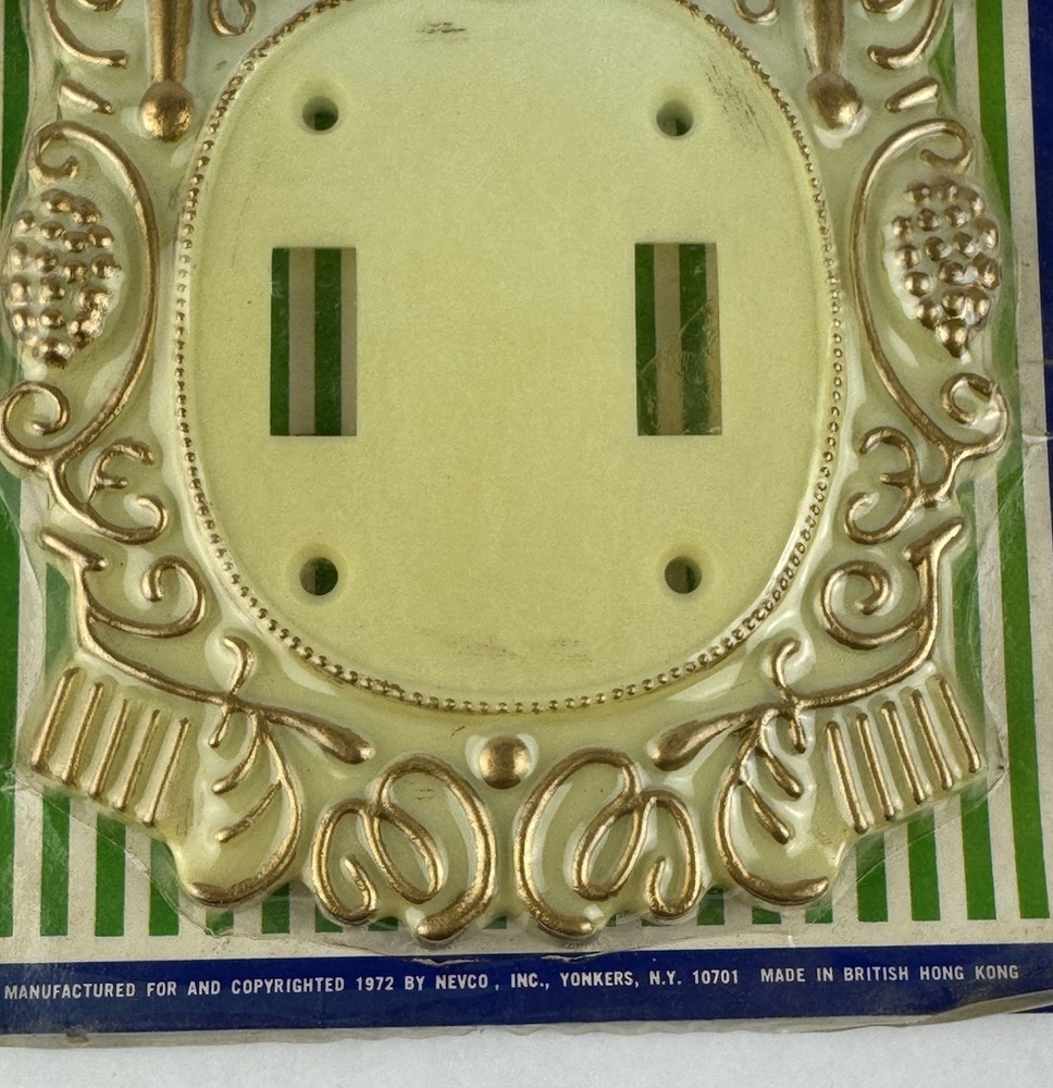 Vintage Nevco Double Light Switch Plate 1972 Victorian Style Plastic
