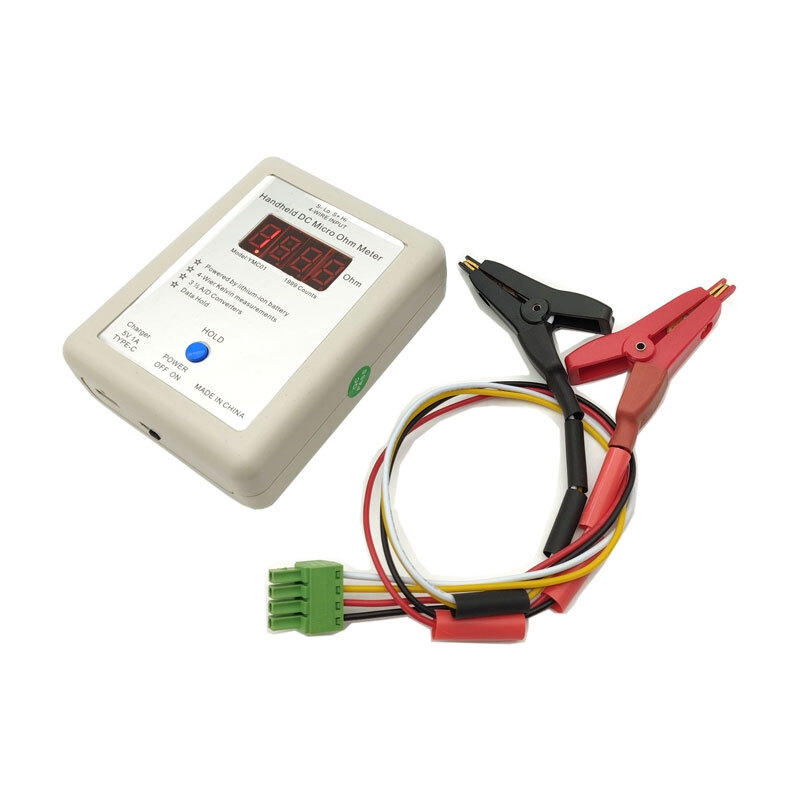 YMC01 Handheld DC Ohm Meter Low Resistance Tester with 4-Wire Testing Clip