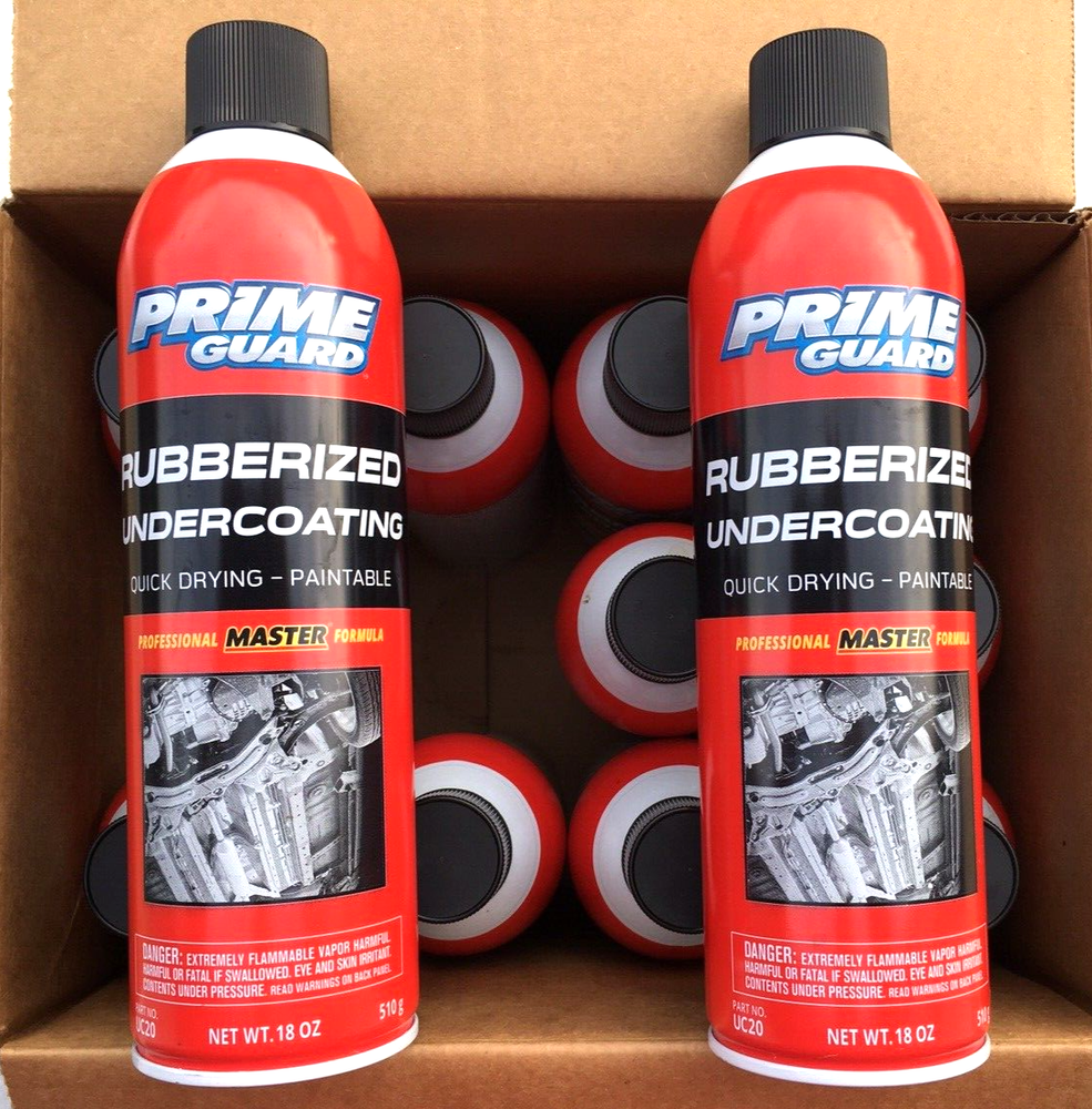 (2) Prime Premium Black Paintable Rubberized Undercoating, 18oz Spray Cans