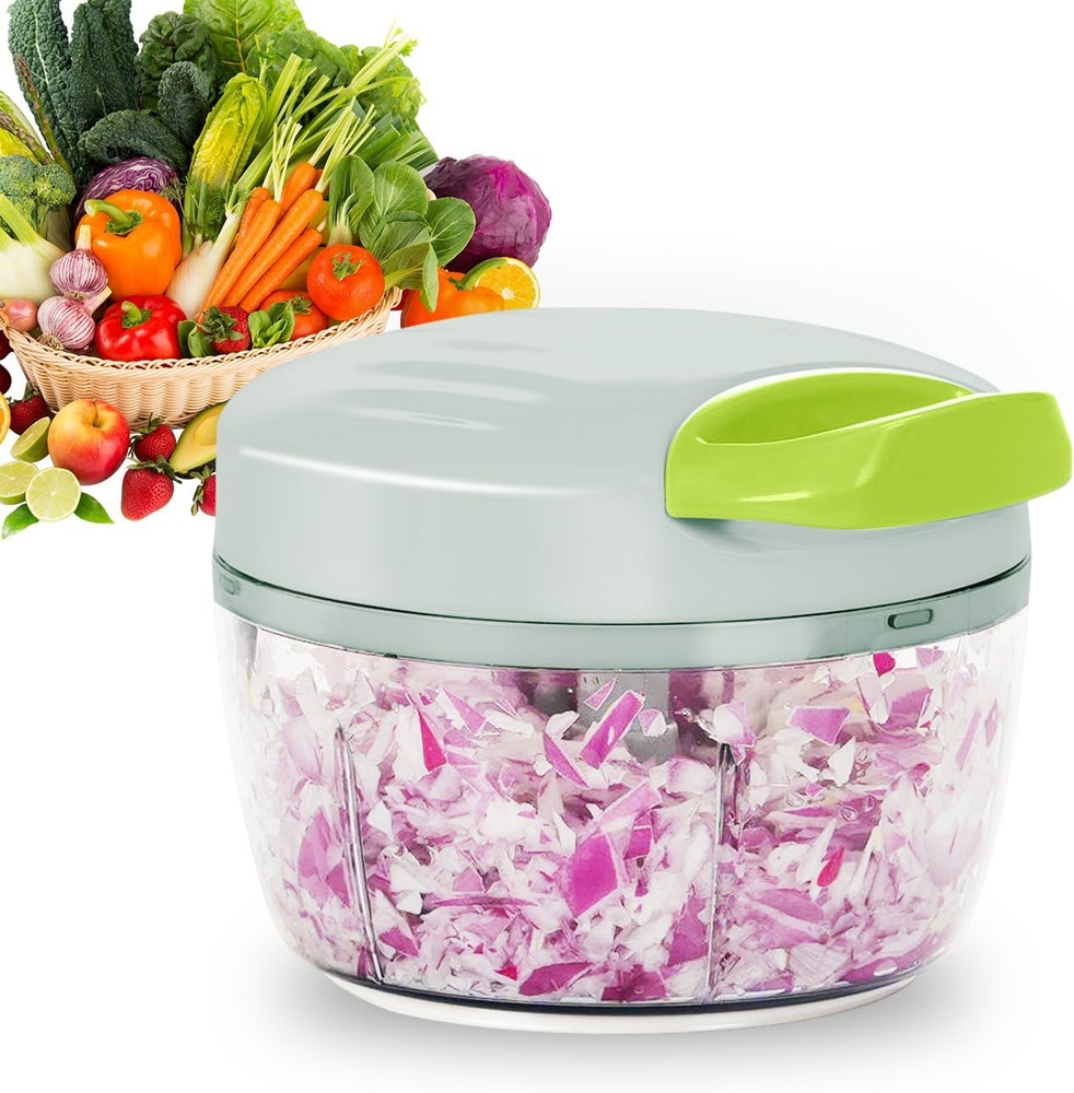 Manual Food Processor Vegetable Chopper 2.3 Cup Small Mini Hand Pull String...