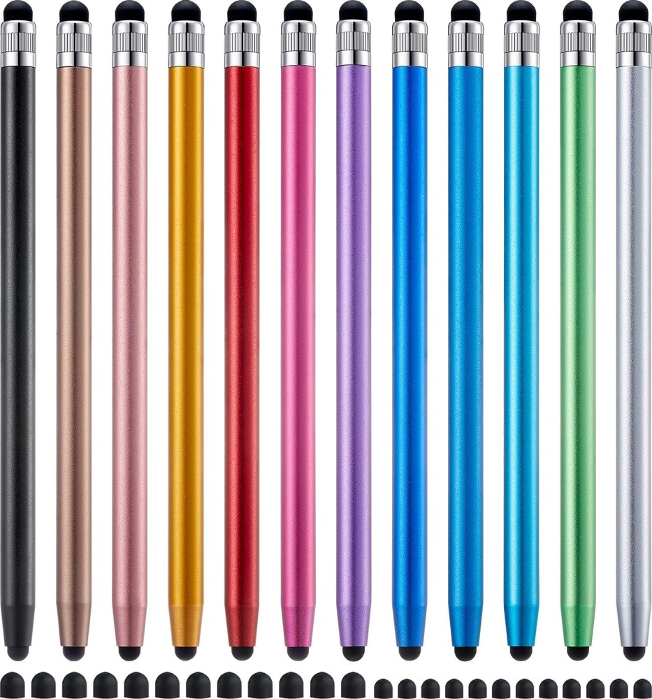 LINFANC 12Pcs Stylus Pen for Touchscreen, 2-in-1 High Precision 12 Multicolor