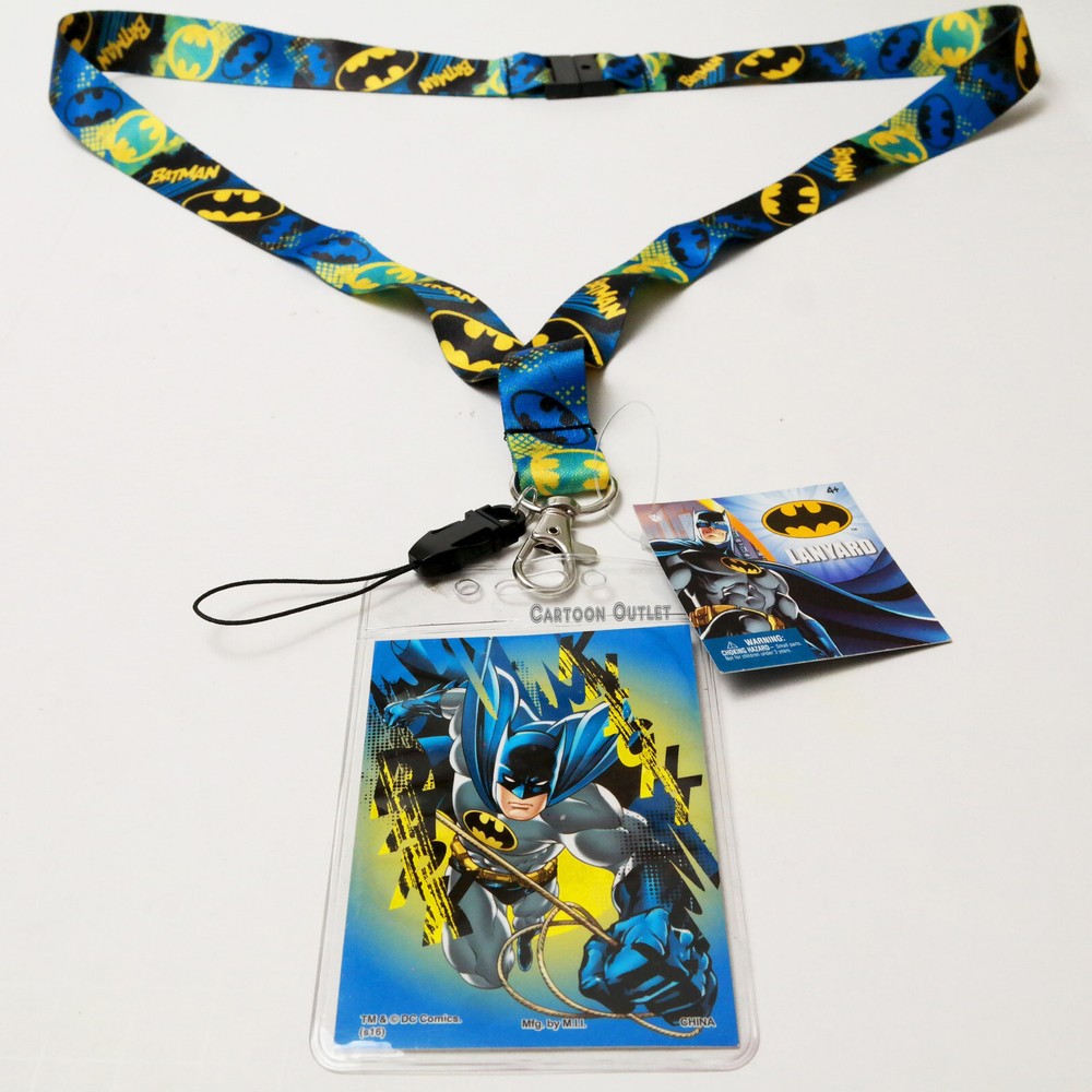 Batman Lanyard breakaway + ID Holder Dangle Authentic DC Heroes New