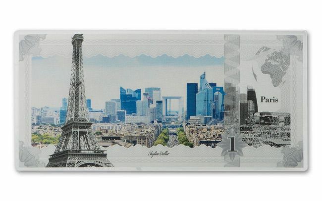2018 Cook Islands 1 Dollar 5 gram Silver Paris Skyline Dollar Note