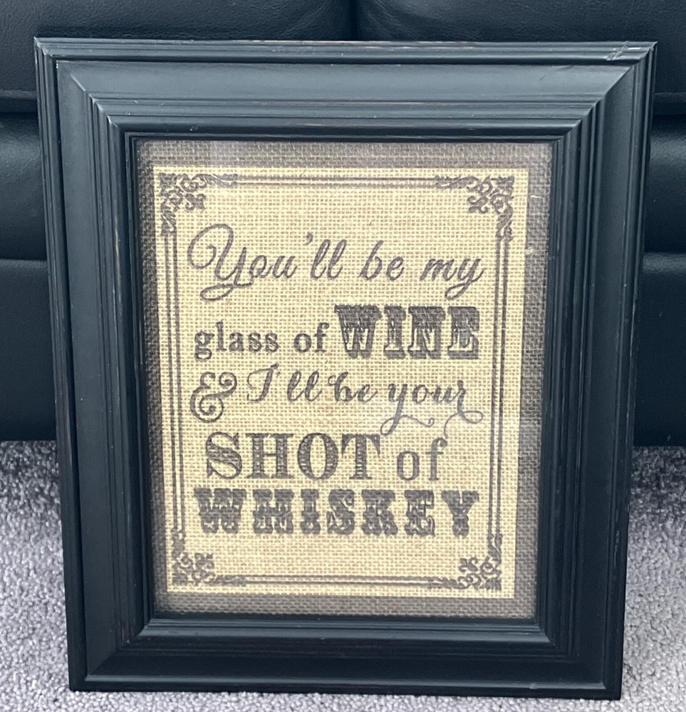 11” X 13” FRAMED BURLAP SAYING BAR ACCESSORY