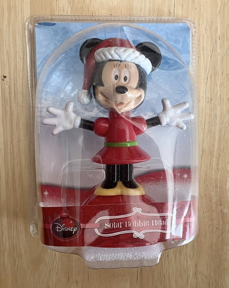 Disney Christmas Minnie Mouse Solar Bobble-Head