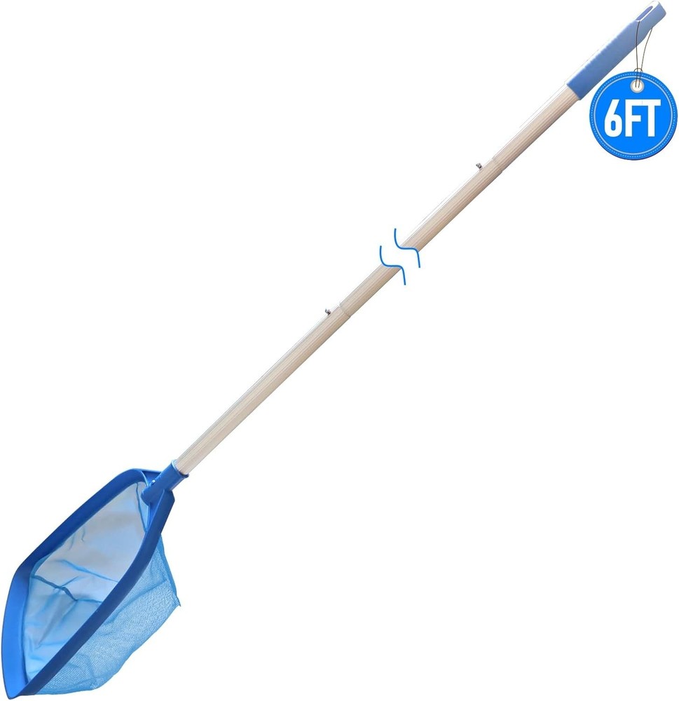 Lightweight Pool Cleaning Tool: 5' Telescopic Aluminm Pole with Medium Fine Mesh