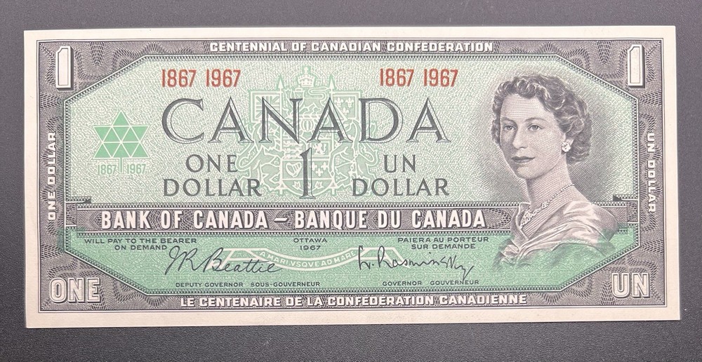 Canada 1867 1967 $1 Centennial Commemorative Note Queen Elizabeth Uncirculated