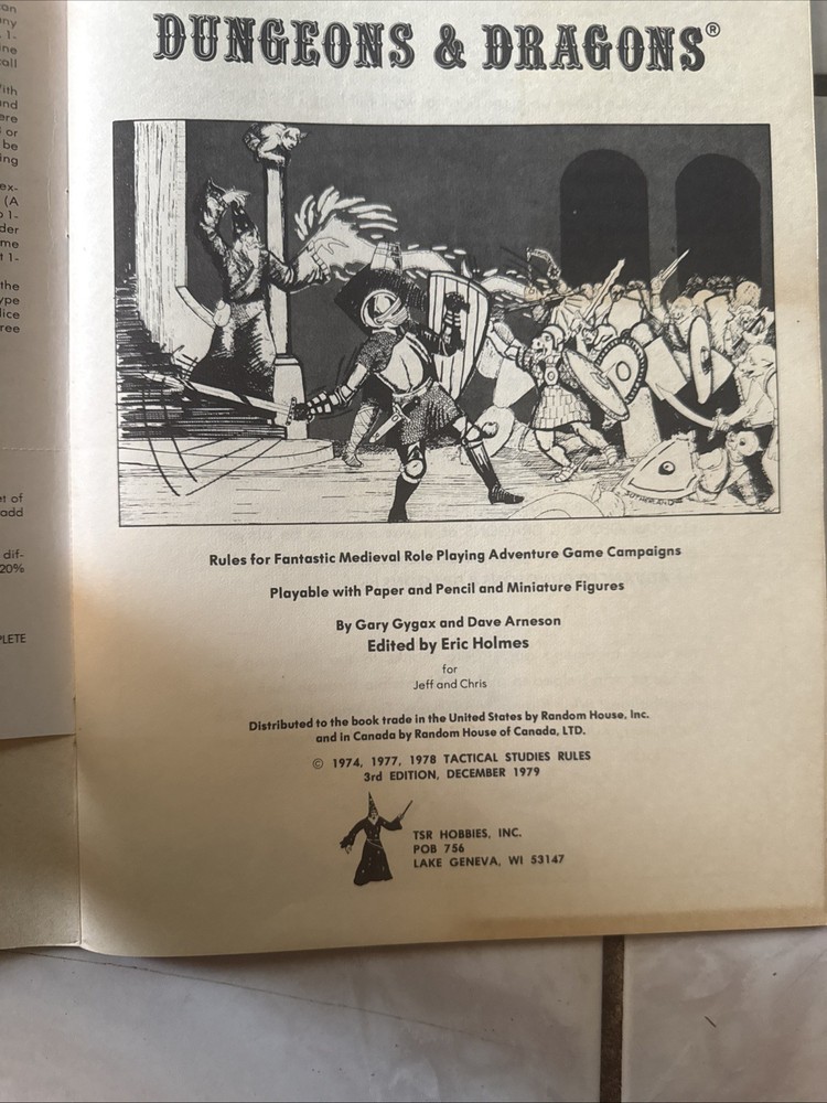 Vintage 1978 Dungeons & Dragons Basic Rule Book Blue Dragon 3Rd Edition #2001