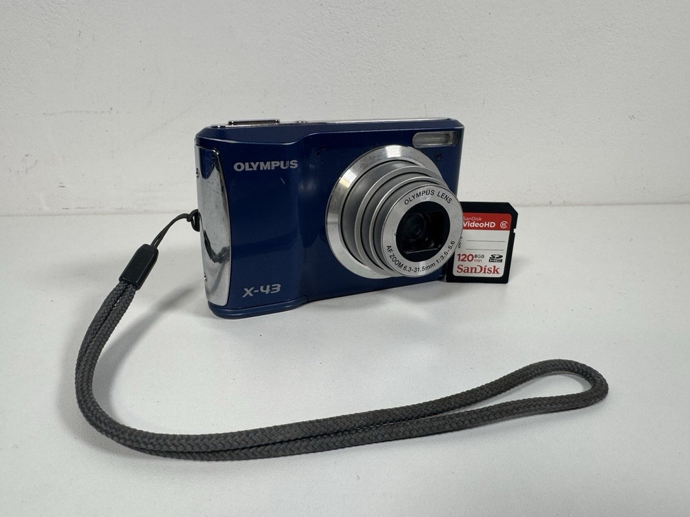 Olympus X-43 Compact Digital Camera Blue Tested with 8GB Memory Card *Read*