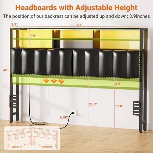 Headboard for Size Bed with Storage Headboards with Queen Black Upholstered