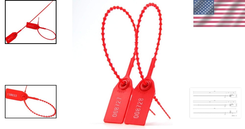 Bulk 1000 Red Plastic Seals - Numbered Tamper-Evident Ties for Secure Transport