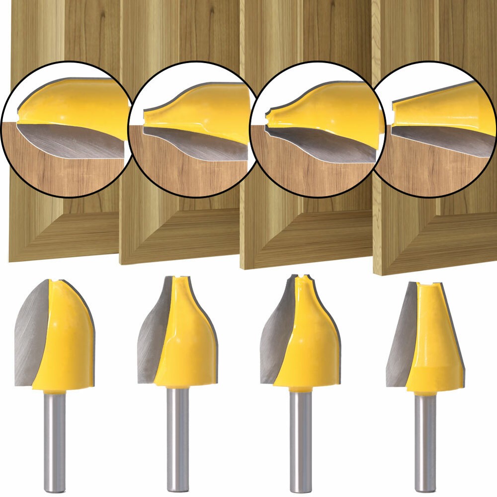 4pcs 8mm Shank Bit Woodworking Cutter Tool Vertical Raised Panel Router Bit Set