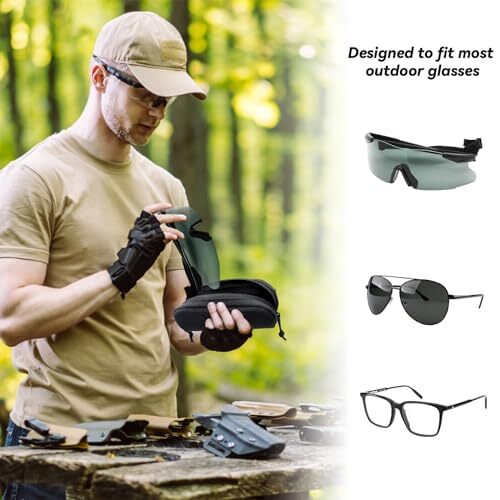 Tactical Molle Glasses Case Hard Shell Sunglass Case Eyeglass Case Black