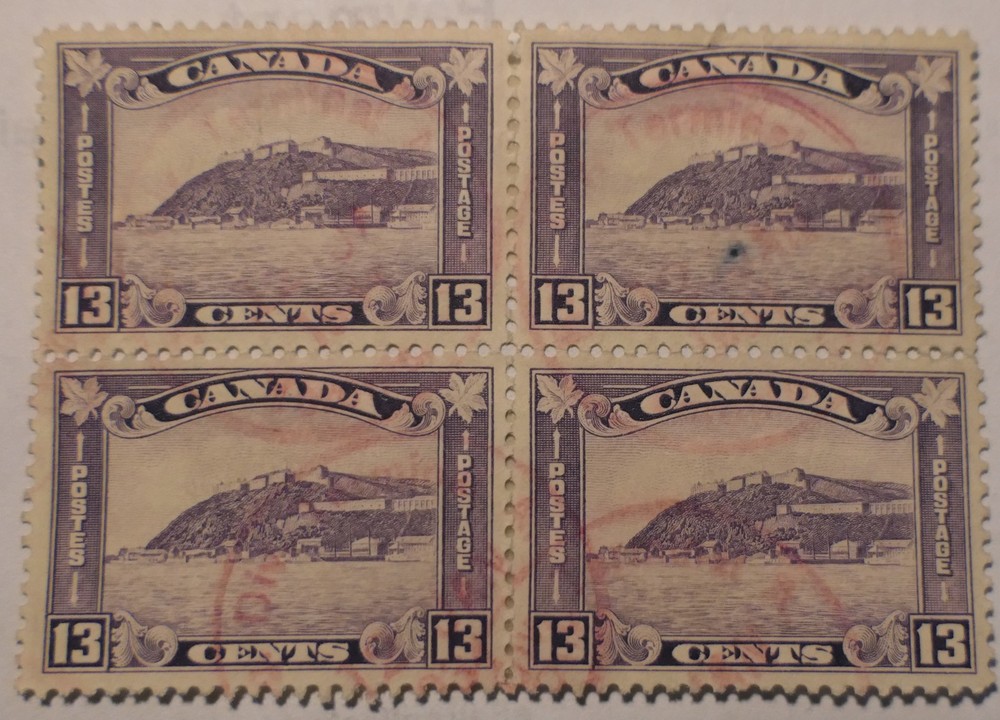 Canada Scott #201, Block of 4, Used