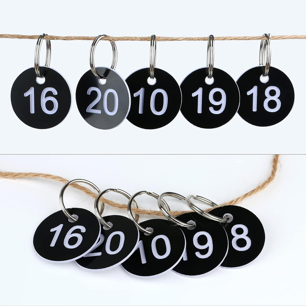 Numbers Tags, Plastic Numbered Tags round Numbered Key Tag Key Chains