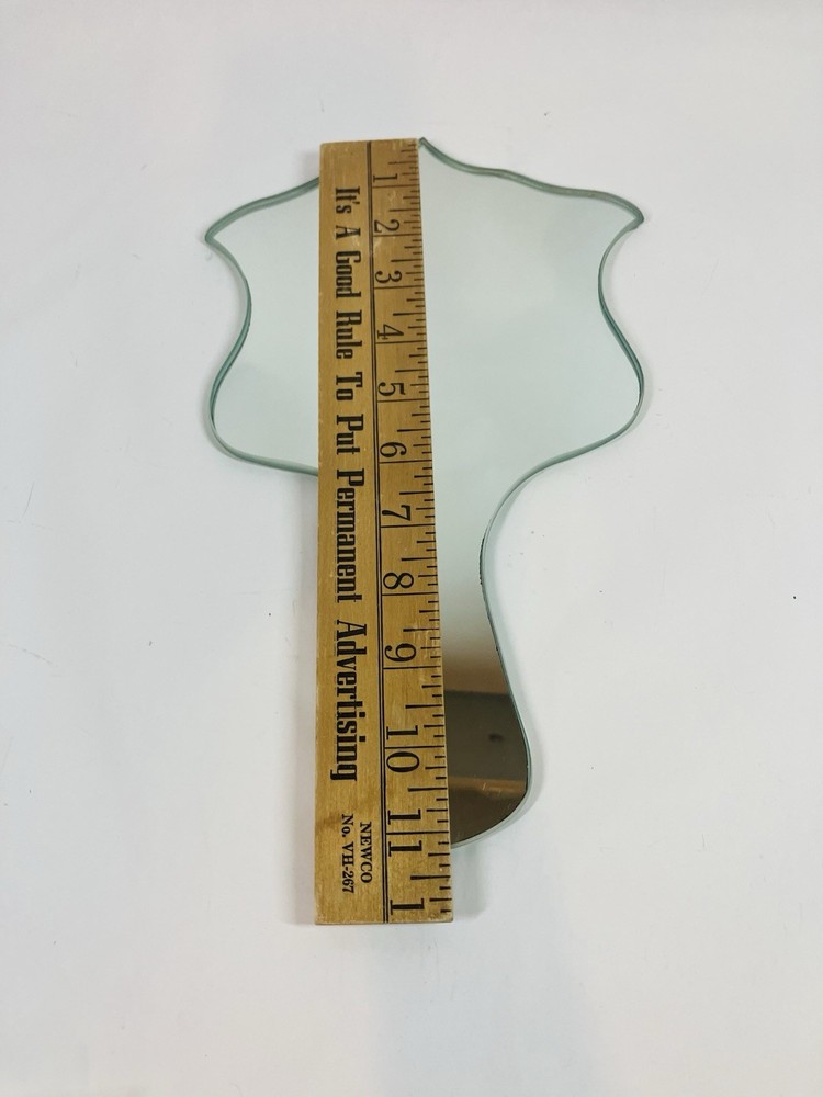 Handmade Glass Hand Mirror Unique Shaped Handle Vanity Accessory Princess