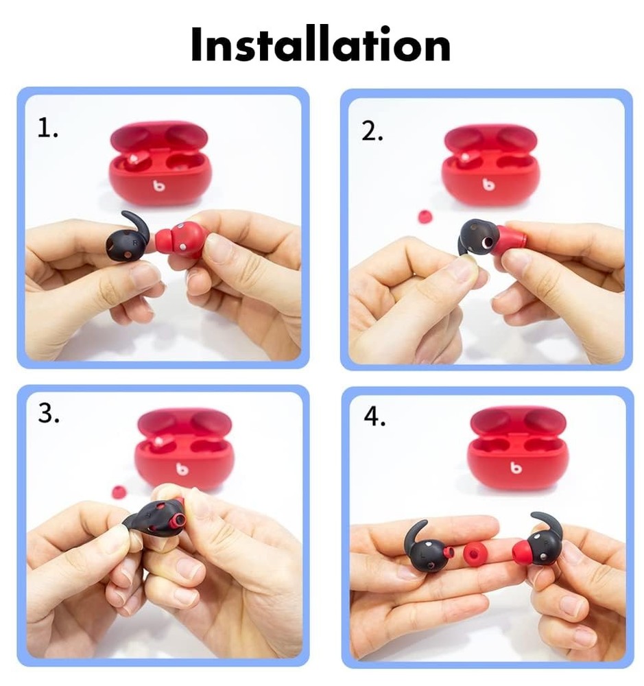 Zotech 3 Pair Silicone Anti Slip Earhooks Eartips for Beats Studio Buds Black