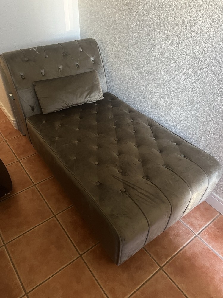 Velvet Grey Button chaise lounge sofa