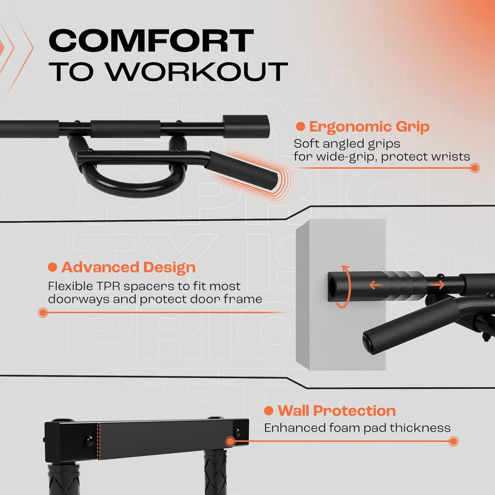 Heavy Duty Wall Mounted Pull up Bar, over Door Pull up Bar for Doorway, Multi Gr