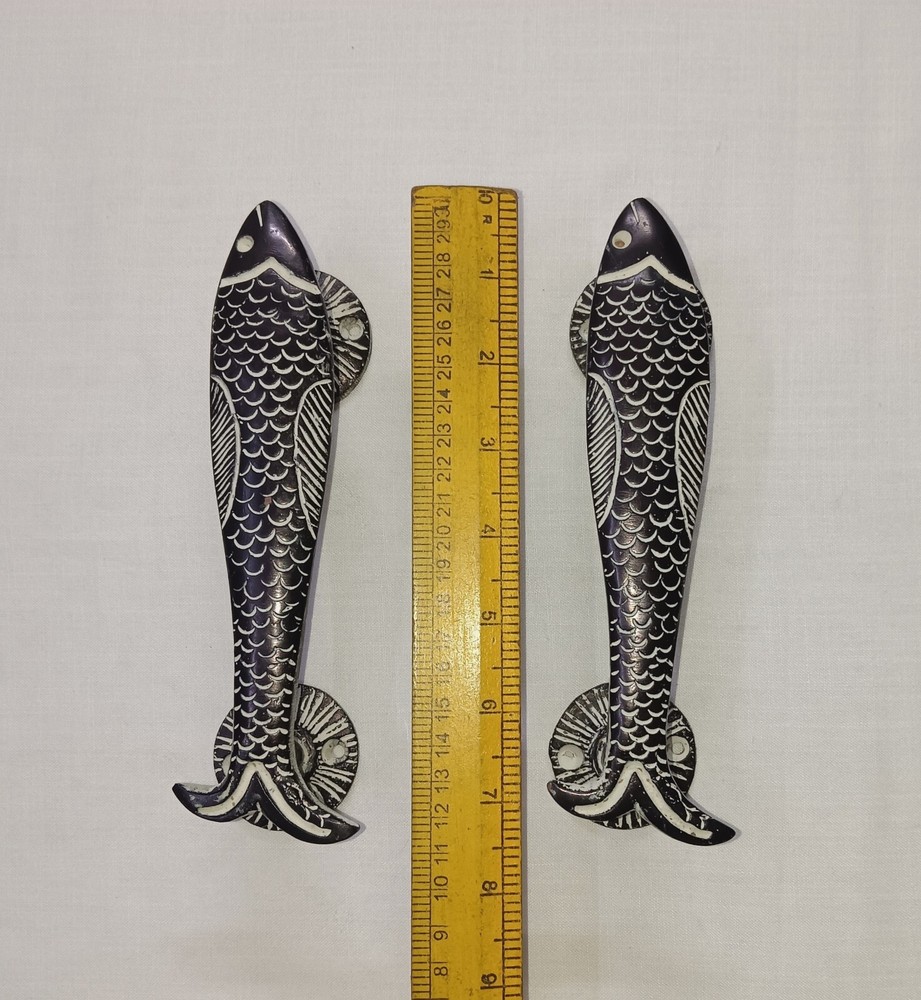River Fish Theme Cabinet Handle Pair Brass Sea Creature Kitchen Door Pull DM307