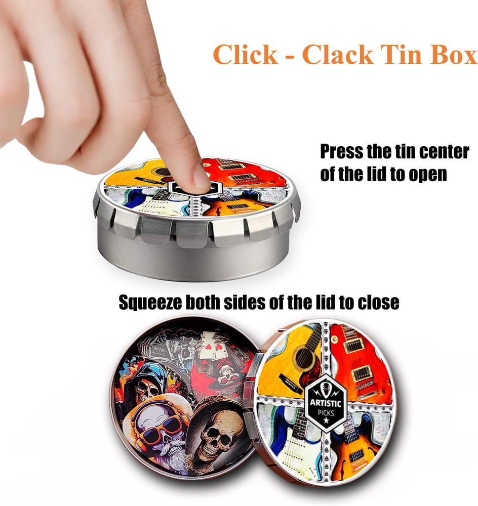 Personalized Skull Guitar Picks 24 Pack - Thin, Medium, Heavy Variety