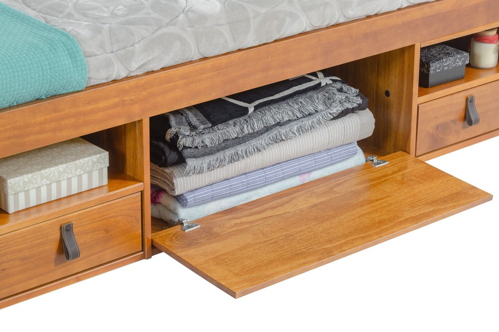 Memomad Bali Bed - King Size Storage Platform Bed Frame with Drawers (Oak)