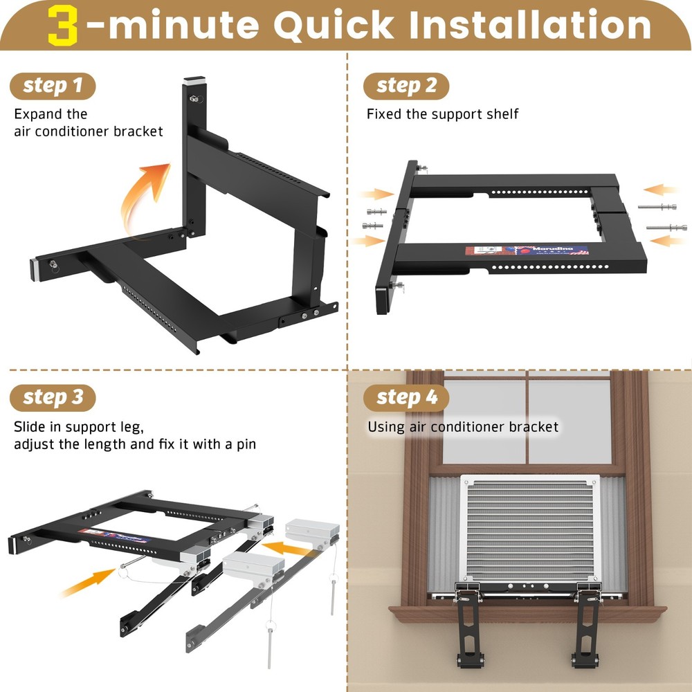 Adjustable Window AC Bracket,Upgraded Conditioner Support Bracket No Drill