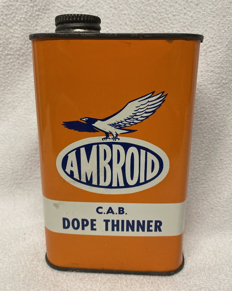 Vintage AMBROID C.A.B. DOPE THINNER Metal Can Airplane Tether Car Engine