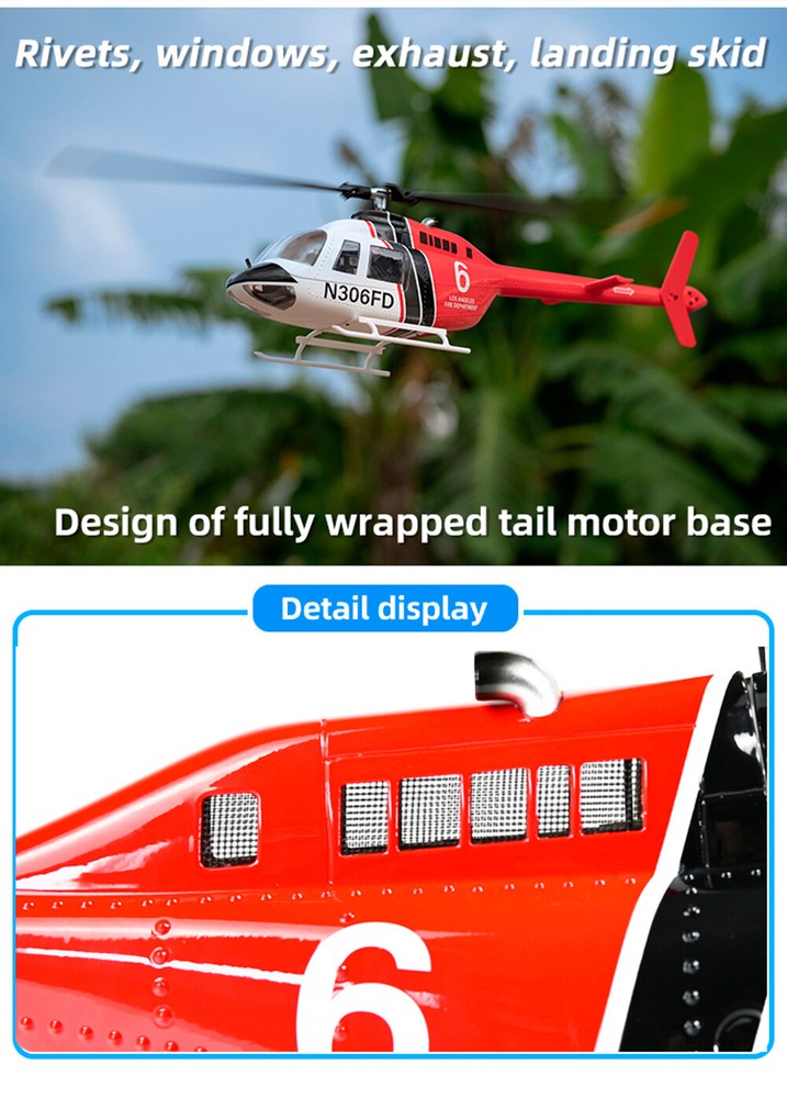 Fly Wing Bell 206 V3 6CH GPS 3D Auto Return Hovering RC RTF Helicopter 2 Battery