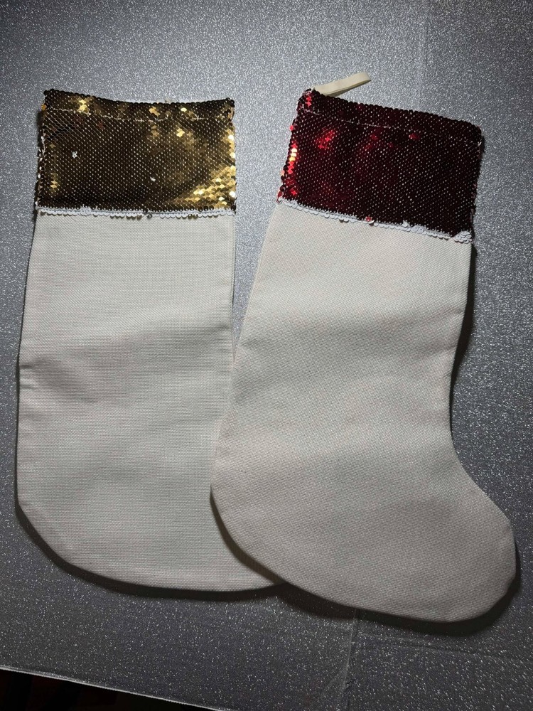 Blank Sublimation Stockings - gold sequins